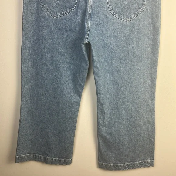 ROLLA’S High Rise Wide Leg Jeans Plus Size 34 Cotton Stretch Blue Cropped Denim - Picture 13 of 16